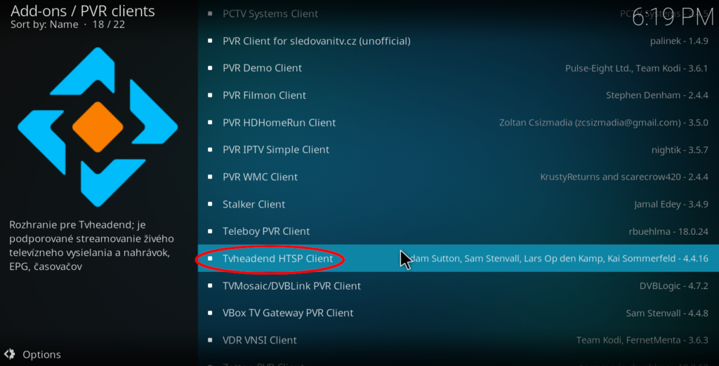 addons de pvr kodi