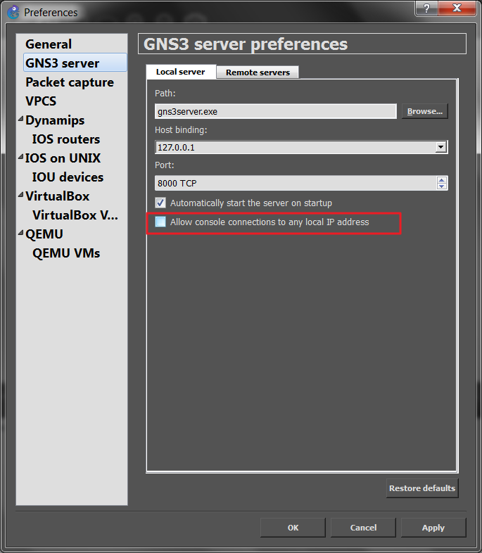 how to use telnet vpcs on gns3